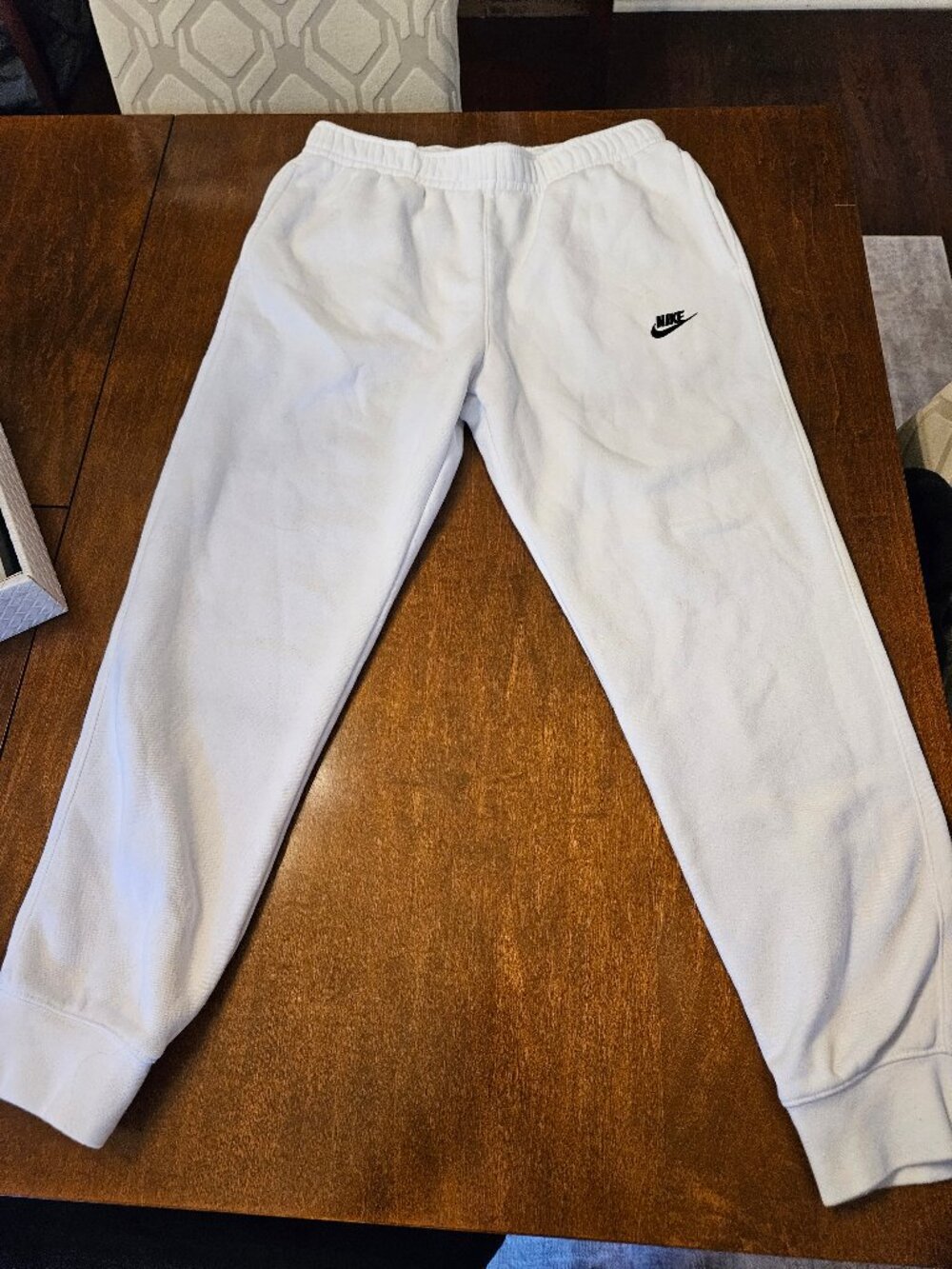 Nike Men's Fleece Joggers, White, Sz Large